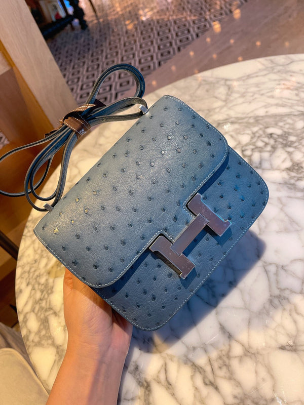 Side view of considered structured handbag