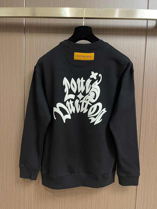 Side profile of Louis Vuitton luxury clothing with logo-detail design