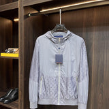 Front view of Louis Vuitton luxury clothing with label-forward styling