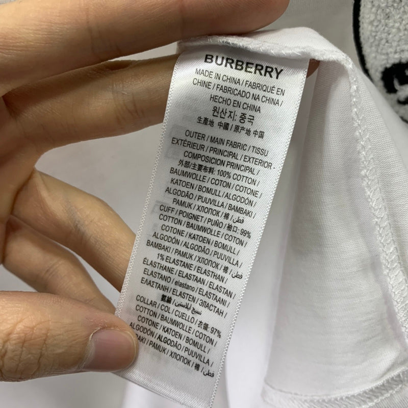 Close-up of Burberry t-shirt craftsmanship