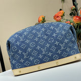  Understated crossbody bag carried on shoulder