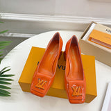 Louis Vuitton shoes Style 302 - close-up of iconic logo design (alternate angle)