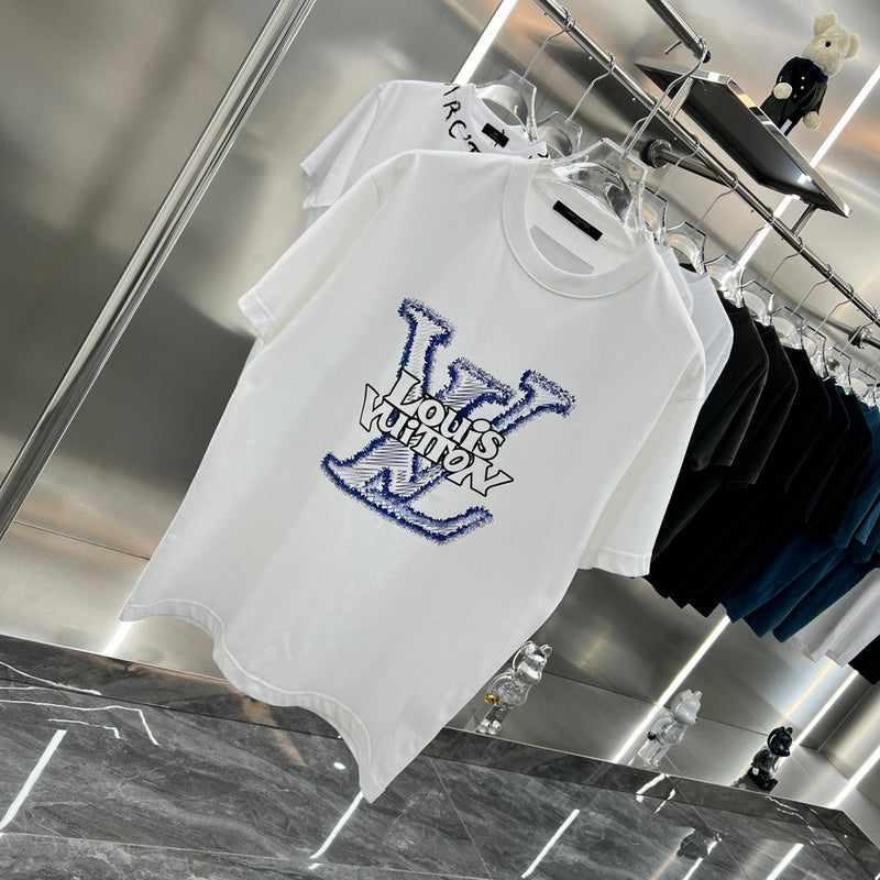 Side profile of Louis Vuitton cotton t-shirt with monogram-inspired silhouette