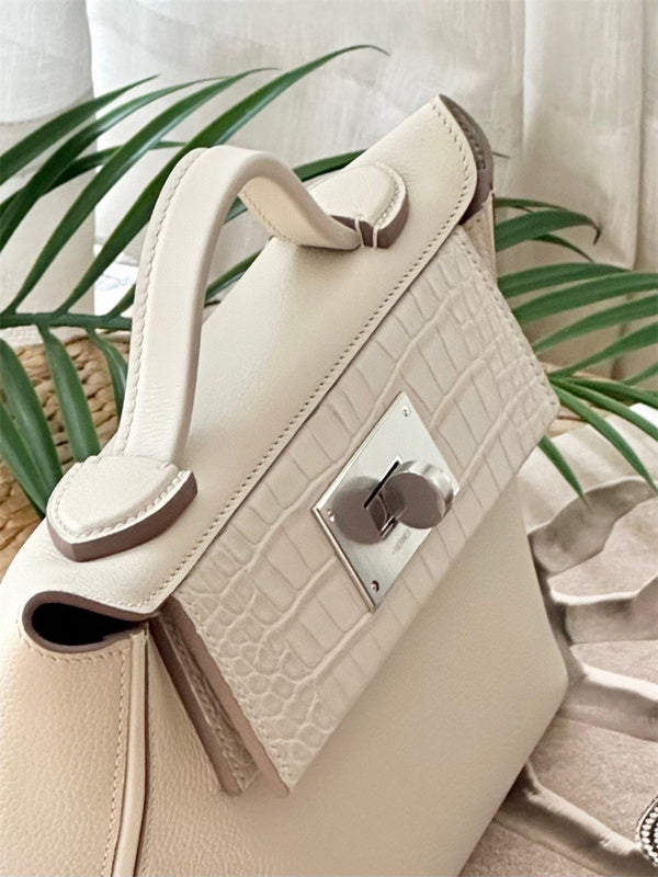 Sophisticated bag shown from front angle