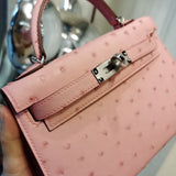 Side view of considered structured handbag