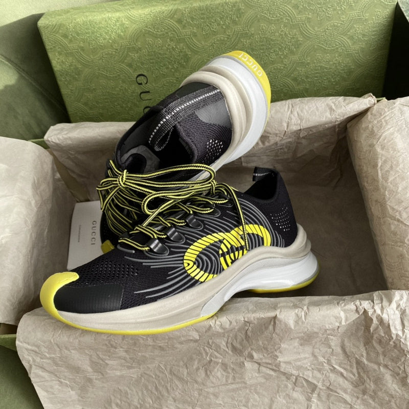 Gucci soft grey luxury sneakers view 6 bold athletic profile