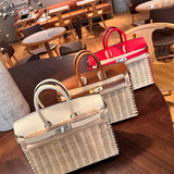 Side view of fluid structured handbag