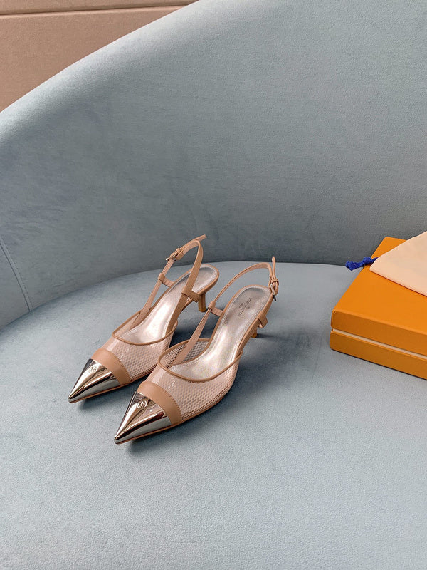 Louis Vuitton Nude Loafer Flats - Angled View