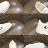 Side profile of Gucci soft grey sneakers premium leather build
