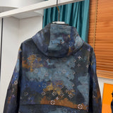 Close-up detail shot of Louis Vuitton luxury clothing with logo-detail design