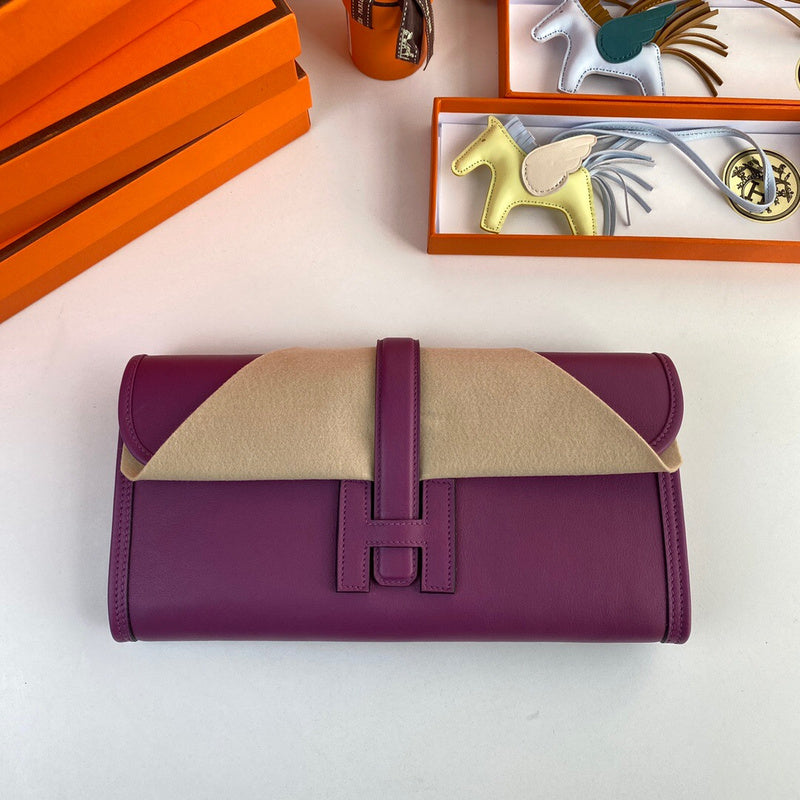 Side view of classic structured handbag