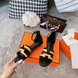 Hermes shoes Style 361 - front view, classic monogram styling