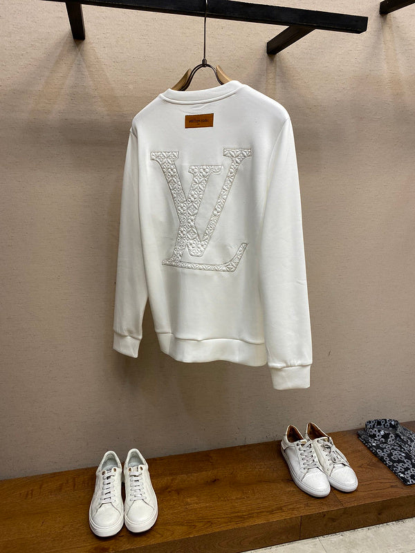Side profile of Louis Vuitton luxury clothing with runway-inspired design