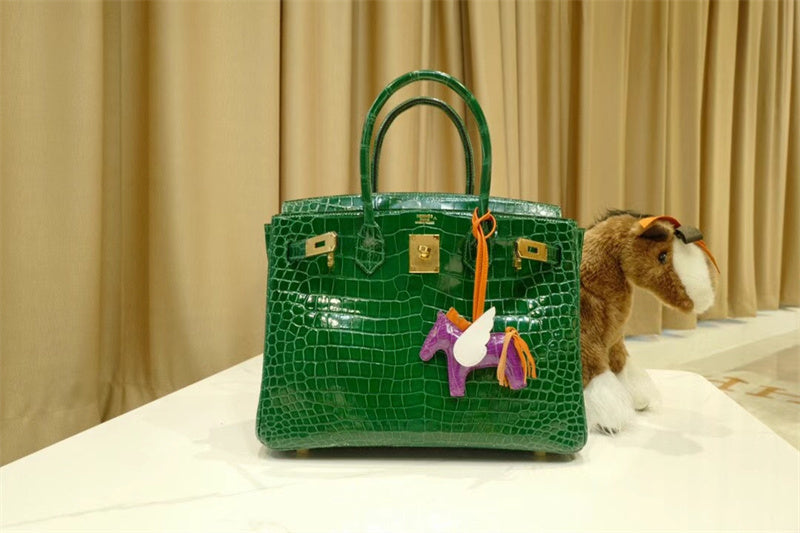 Side view of classic structured handbag