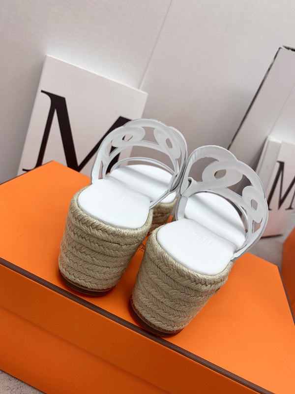 Hermès White Ankle Strap Heels - Detail Shot of Craftsmanship