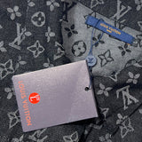 Back view of Louis Vuitton luxury clothing with signature branding