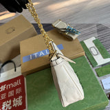Side view of elegant structured handbag