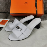 Hermès Grey Platform Sandals - Angled View