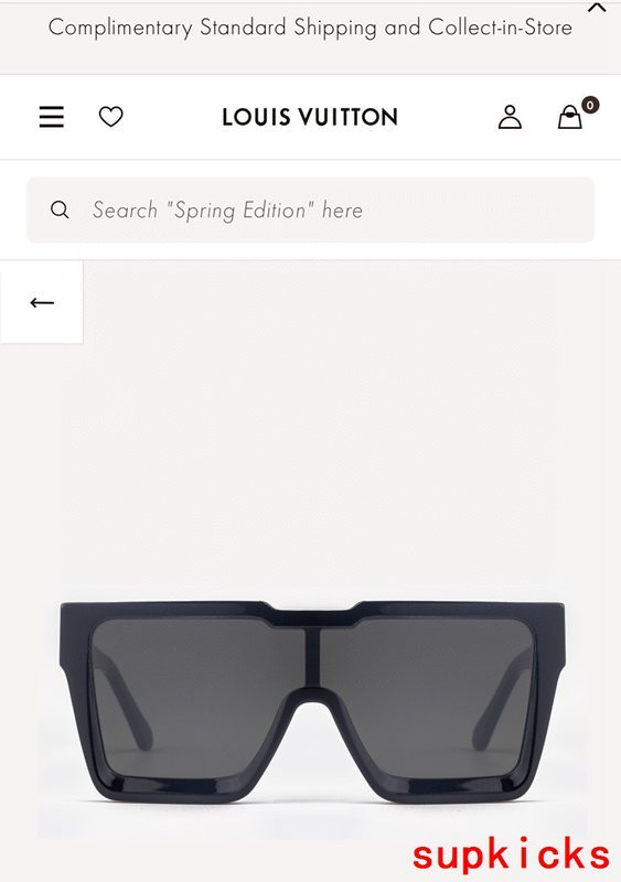 Close-up detail view of Louis Vuitton unisex sunglasses
