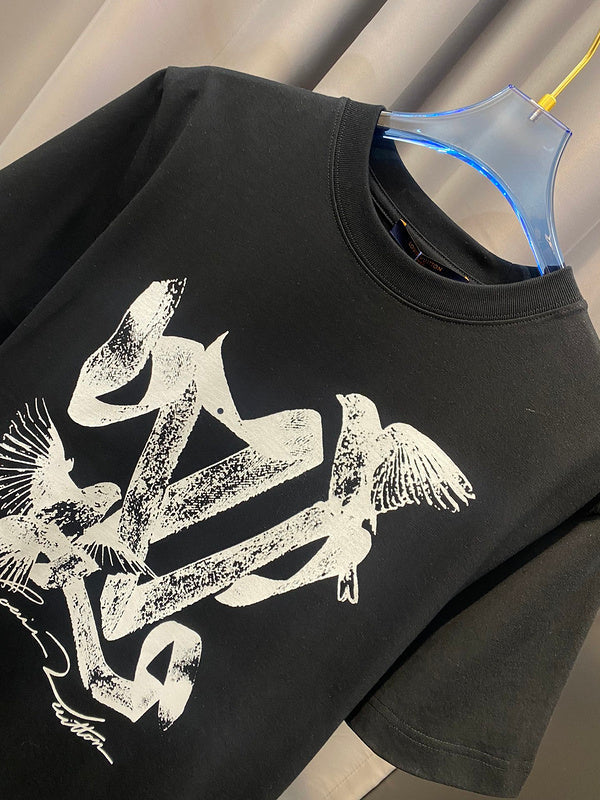 Full styled look of Louis Vuitton cotton t-shirt with tailored silhouette