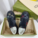 Side profile of Gucci all-black sneakers heritage-inspired look