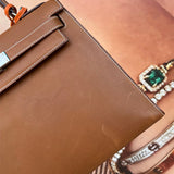 Side view of crisp structured handbag