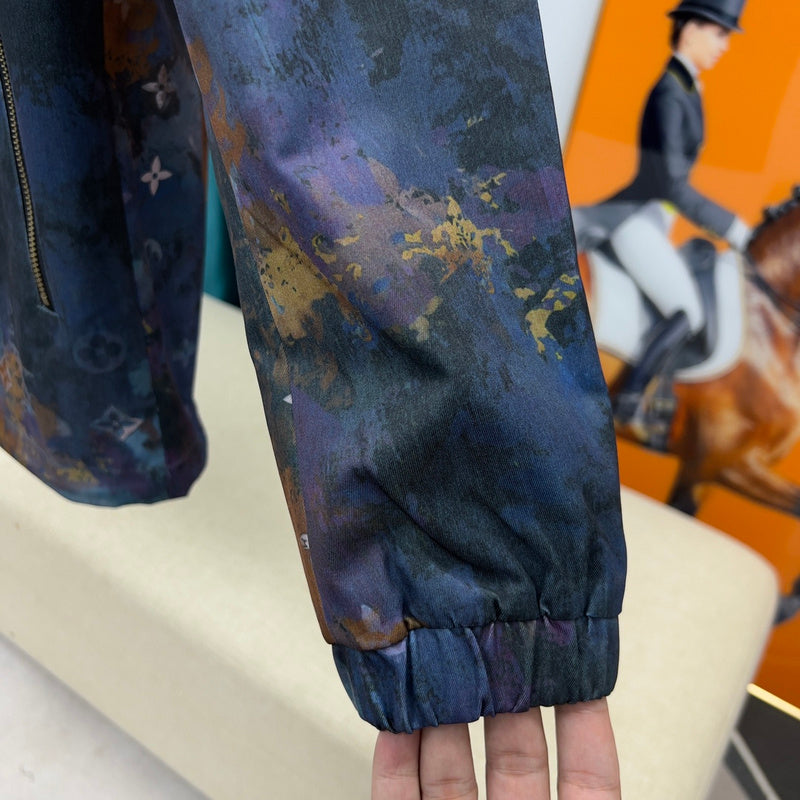 Side profile of Louis Vuitton luxury clothing with logo-detail design