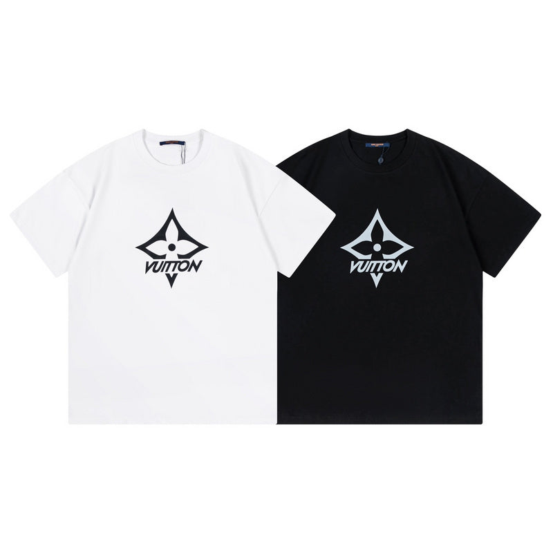 Close-up detail shot of Louis Vuitton cotton t-shirt with contemporary cut