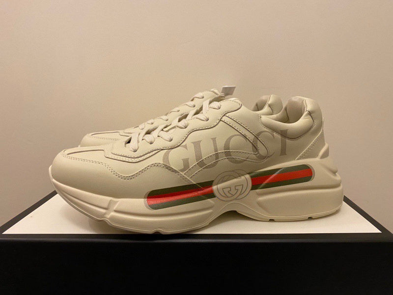 Gucci soft grey luxury sneakers view 6 bold athletic profile