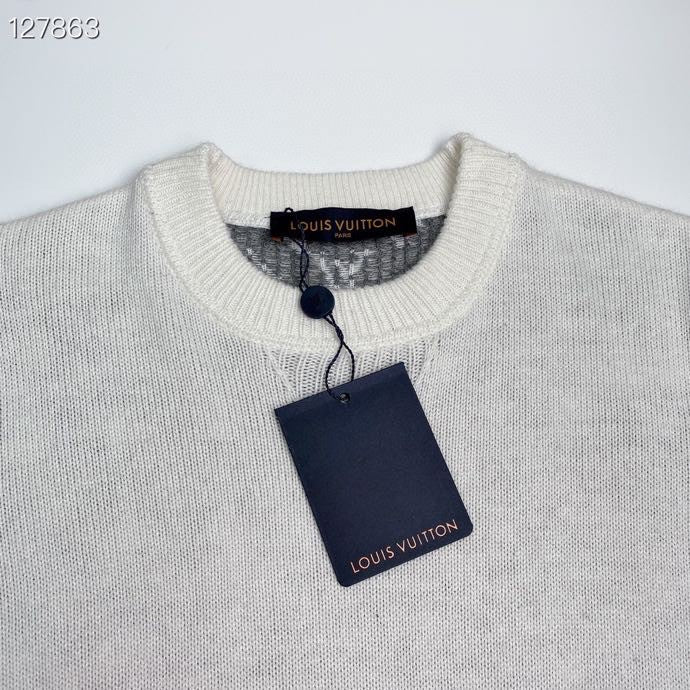 Close-up detail shot of Louis Vuitton luxury clothing with runway-inspired design