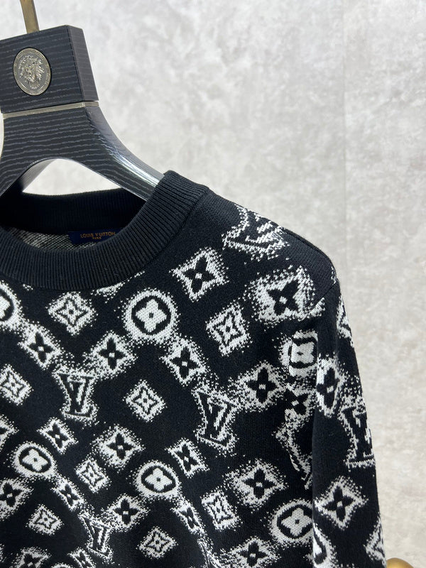 Full styled look of Louis Vuitton luxury clothing with logo-detail design
