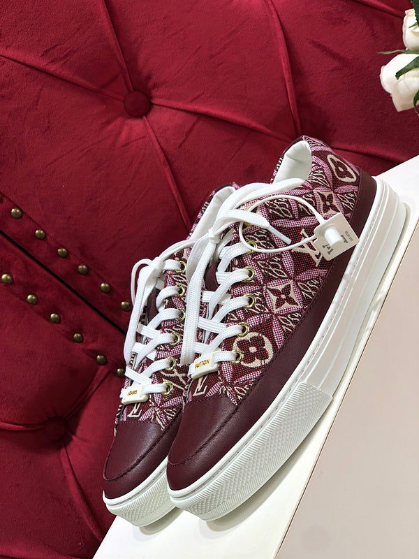 Louis Vuitton Burgundy Classic Ballet Flats - Front View