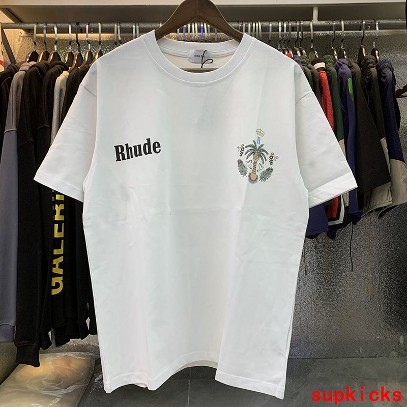 Front view of Rhude luxury clothing with tailored silhouette