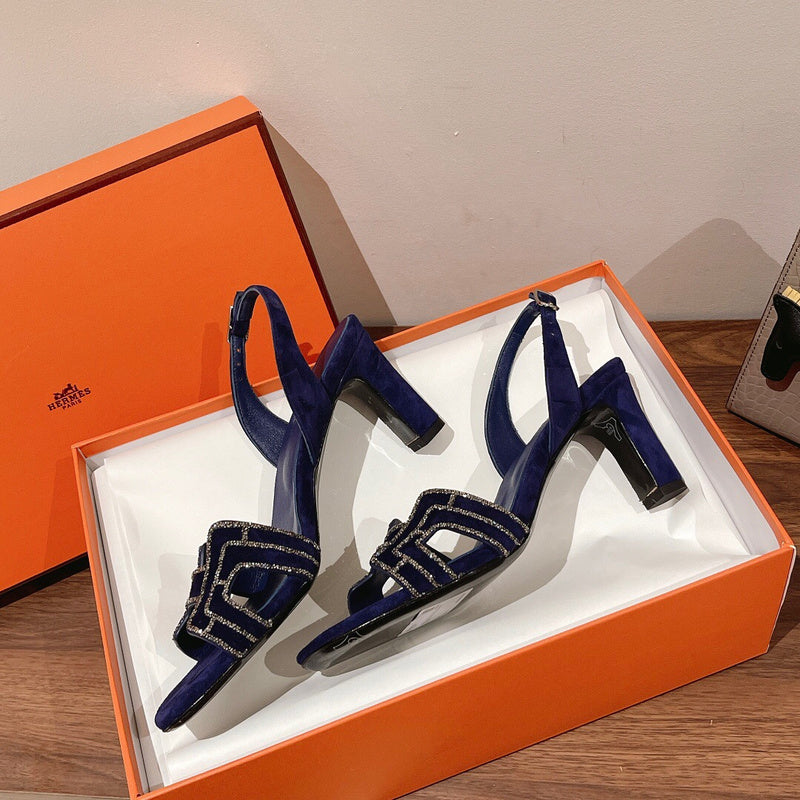 Hermès Burgundy Ankle Strap Heels - Front View