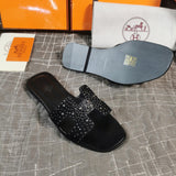 Hermès Camel Block Heel Sandals - Back View