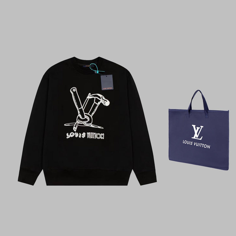 Front view of Louis Vuitton luxury clothing with monogram-inspired silhouette