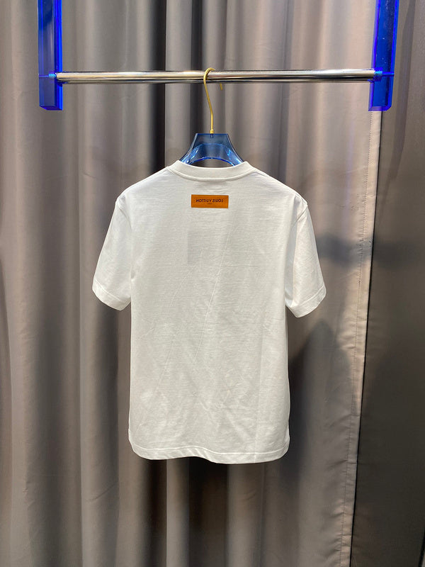 Flat lay presentation of Louis Vuitton cotton t-shirt with tailored silhouette