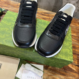 Gucci tonal black luxury sneakers view 4 bold athletic profile