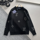 Back view of Louis Vuitton luxury clothing with signature branding
