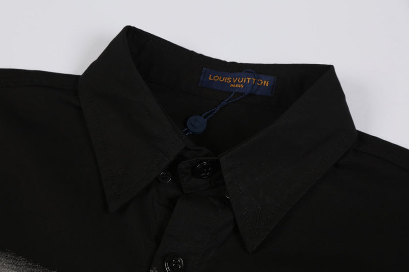 Close-up detail shot of Louis Vuitton luxury clothing with monogram-inspired silhouette