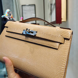 Side view of modern structured handbag