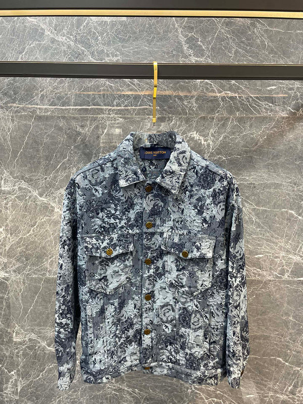 Front view of Louis Vuitton luxury clothing with logo-detail design