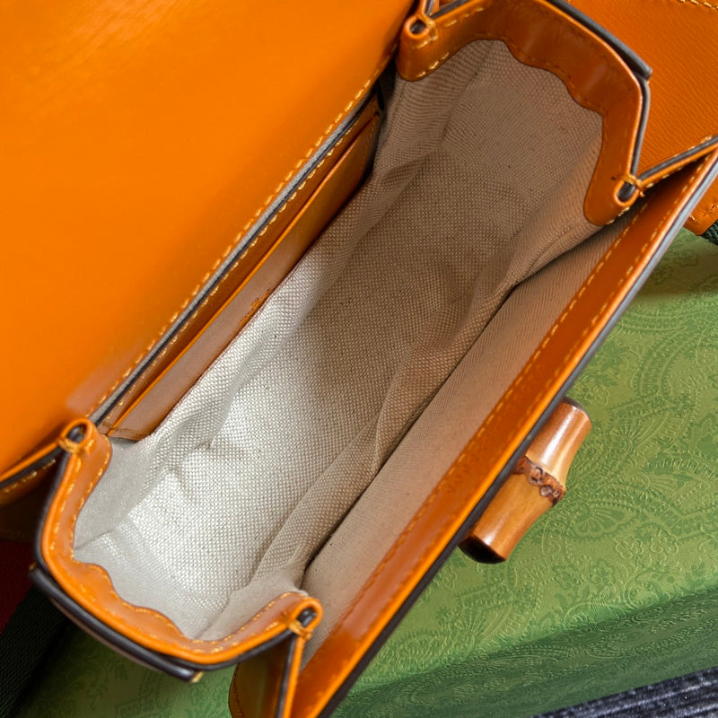 Side view of crisp structured handbag