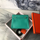 Side view of sleek structured handbag