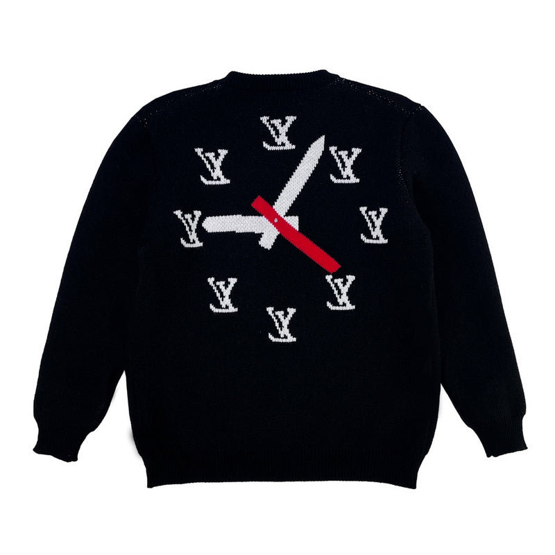 Side profile of Louis Vuitton luxury clothing with label-forward styling