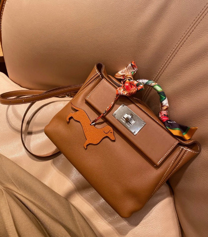 Side view of timeless structured handbag