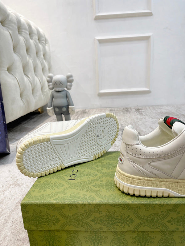 Gucci crisp white luxury sneakers view 9 heritage-inspired look