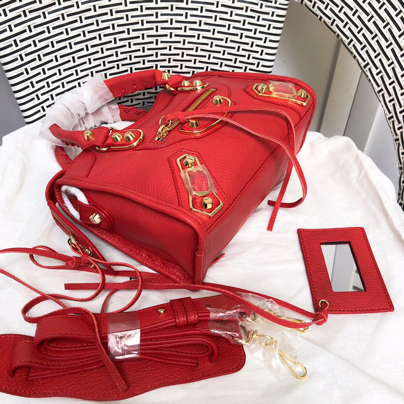 Back view of classic structured women's handbag – women's statement bag