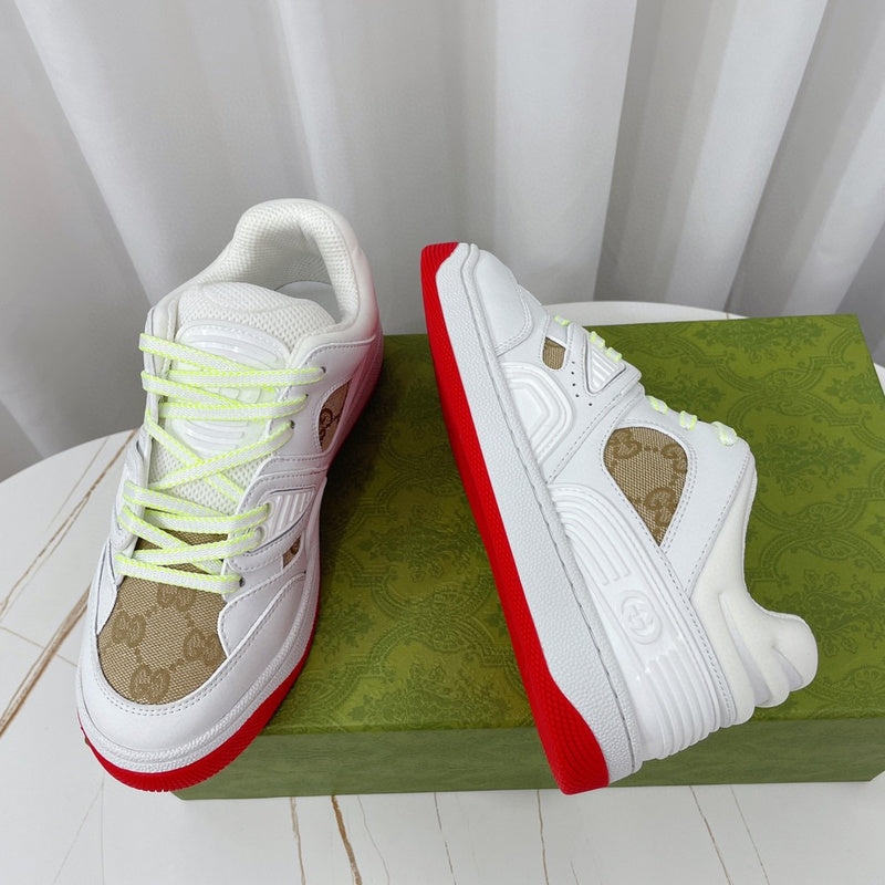 Gucci neutral cream luxury sneakers view 4 signature lace-up style