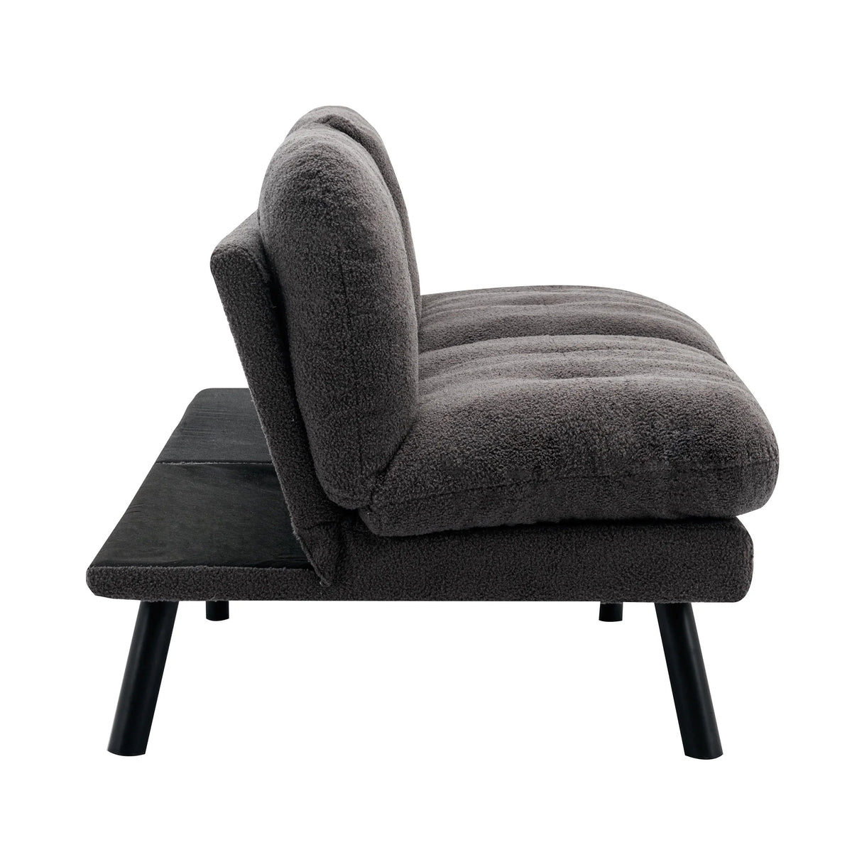 Camden Cozy Futon, Charcoal Boucle Fabric